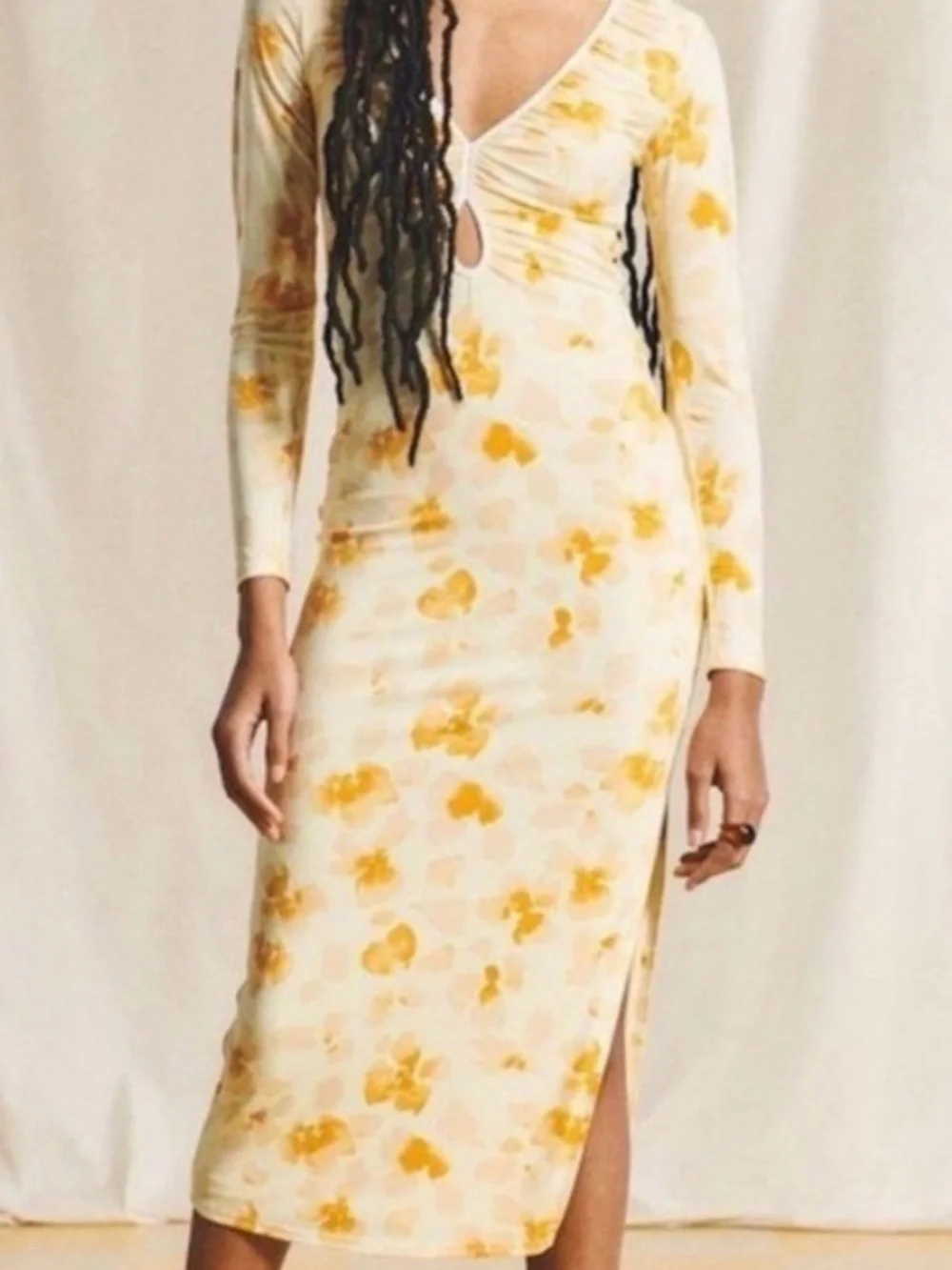 New Abercrombie & Fitch floral  keyhole cutout and a side slit dress Sz XL